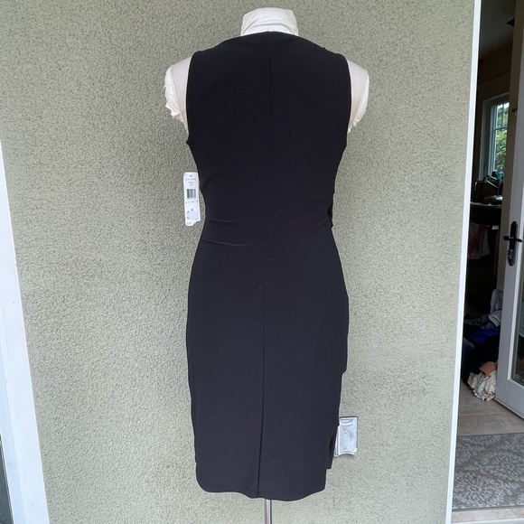 NEW Lauren by Ralph Lauren pleated black faux wrap dress - Picture 6 of 8